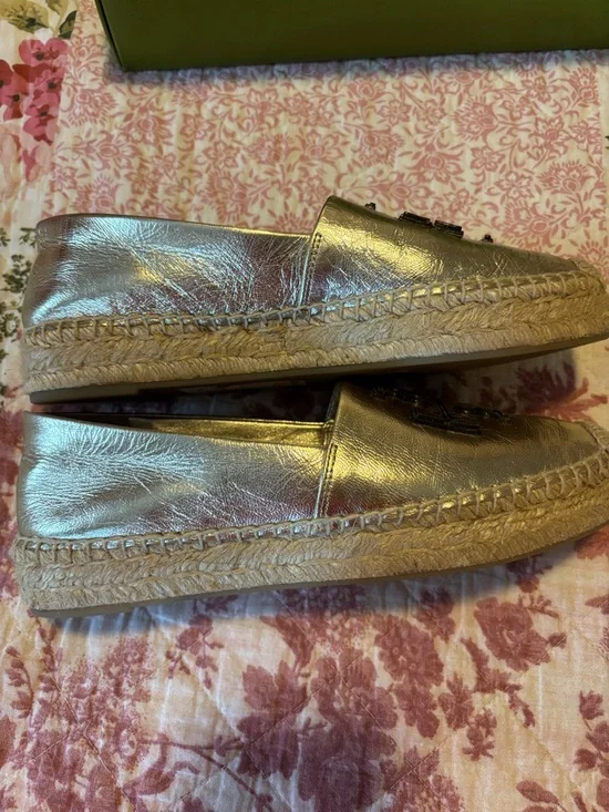 Tory Burch Metallic Gold Espadrille Loafers - Picture 6 of 16
